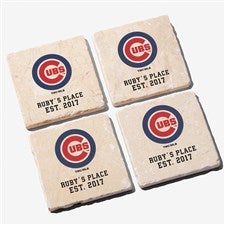 MLB Chicago Cubs Personalized Tumbled Stone Coaster Set  - 39424