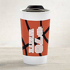 Basketball Personalized 12 oz. Double-Wall Ceramic Travel Mug  - 39454