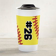 Softball Personalized 12 oz. Double-Wall Ceramic Travel Mug  - 39464