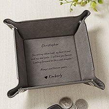 Personalized Valet Tray - Leatherette - Romantic Message - 39665