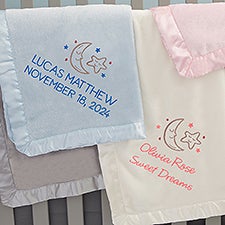Baby Celestial Embroidered Satin Trim Baby Blanket  - 39713
