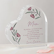 Floral Message For Mom Personalized Heart Keepsake  - 39753