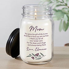 Floral Message For Mom Personalized Mason Jar Candle  - 39756