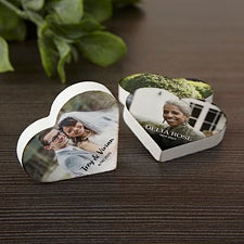 Photo, Name  Date Personalized Heart Wood Magnet  - 39772