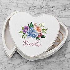 Forever Floral Personalized Heart Jewelry Box  - 39902