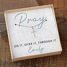 Pray On It Cross Necklace With Personalized Message Card  - 39915