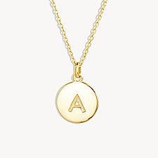 Engraved Initial Disc Necklace  - 39985D