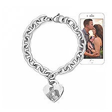 Personalized Photo Heart Pendant Bracelet  - 39987D