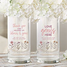 Love Blooms Here Personalized 7.5" Cylinder Vase for Mom  - 40029