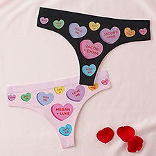 Conversation Hearts Personalized Valentines Day Thong  - 40076