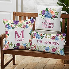 Blooming Blossoms Personalized Outdoor Throw Pillow  - 40086