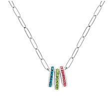 Stackable Birthstone Eternity Charm Paperclip Necklace  - 40097D