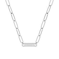 Paperclip Chain Engravable Name Bar Necklace  - 40098D