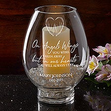 On Angels Wings Engraved Hurricane Candle Holder  - 40106