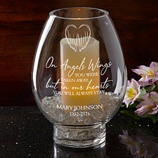 On Angels Wings Engraved Hurricane Candle Holder  - 40106