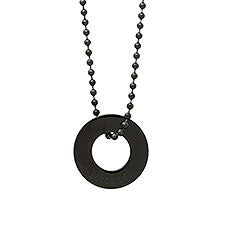 Personalized Mens Black Steel Circle Pendant  - 40174D