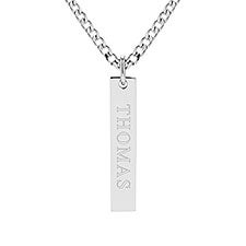 Engraved Vertical Mens Stainless Steel Pendant  - 40175D