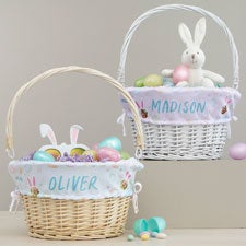 Hoppy Easter Personalized Photo Easter Basket with Folding Handle  - 40189