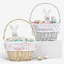 Happy Easter Eggs Personalized Easter Basket with Folding Handle  - 40192