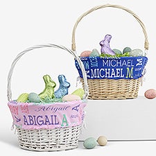 Repeating Name Personalized Easter Basket with Folding Handle  - 40195