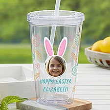 Hoppy Easter Personalized Photo 17 oz. Acrylic Insulated Tumbler  - 40202