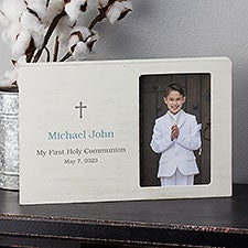 Communion Cross Personalized Whitewashed Off-Set Frame  - 40262