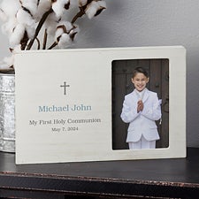 Communion Cross Personalized Whitewashed Off-Set Frame  - 40262