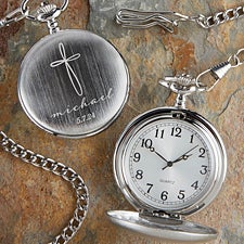Holy Name Engraved First Communion Silver Pocket Watch  - 40275