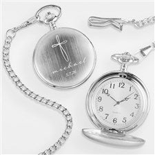 Holy Name Engraved First Communion Silver Pocket Watch  - 40275