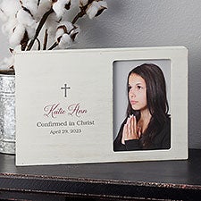 Confirmation Cross Personalized Whitewashed Off-Set Frame  - 40290