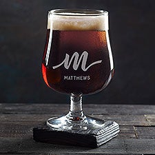 Script Initial Personalized Belgium Craft Beer Glass  - 40378