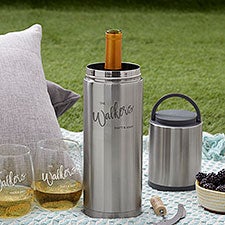 Bold Family Name Personalized Portable Wine Bottle Chiller  - 40385