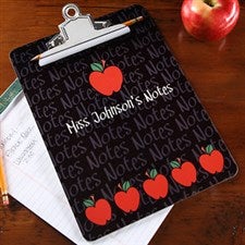 Personalized Teacher Clipboard - Black With Red Apples - 4042