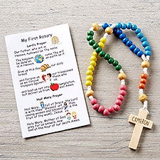 Personalized Multicolored Wooden Rosary - My First Rosary - 40426