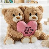 My Valentine Personalized Plush Hugging Bears with Pink Heart  - 40428