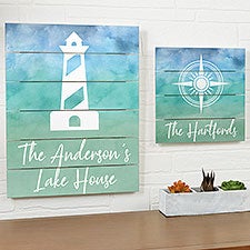 Seaside Watch Personalized Wooden Shiplap Signs  - 40486