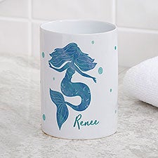 Personalized Ceramic Bathroom Cup - Mermaid Kisses - 40512