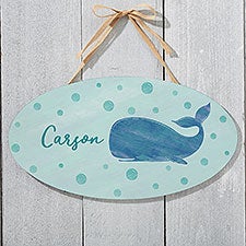 Whale Wishes Personalized Oval Wood Sign  - 40516