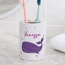 Whale Wishes Personalized Ceramic Toothbrush Holder  - 40525