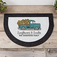 Antique Sunflower Truck Personalized Half Round Doormat - 40529