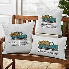 Antique Sunflower Truck Personalized Outdoor Throw Pillow  - 40530