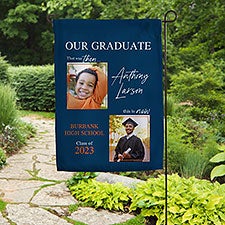 Then & Now Graduate Personalized Photo Garden Flag  - 40542