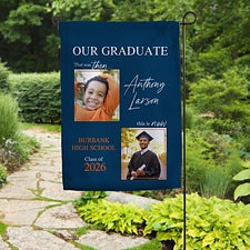 Then  Now Graduate Personalized Photo Garden Flag  - 40542