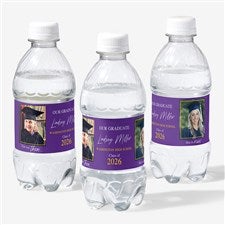 Then  Now Graduate Personalized Photo Water Bottle Labels  - 40543