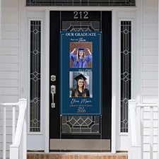 Then  Now Graduate Personalized Photo Door Banner  - 40545