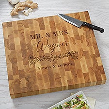 Laurels Of Love Personalized Butcher Block Cutting Board  - 40551