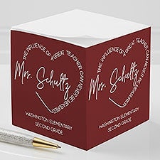 A Great Teacher Personalized Teachers Note Cube  - 40587