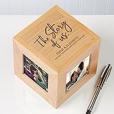 Engraved Wood Photo Cube - The Story of Us - 40601