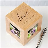 Love Engraved Wood Photo Cube for Couples - 40606