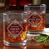 Top Shelf Dad Engraved Old Fashioned Whiskey Glasses  - 40615